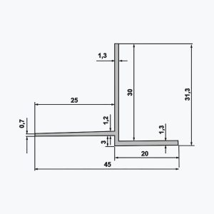 TEMPOLISTEL® B105 Profilo di transizione per giunzione di controsoffitti in cartongesso e smontabile con un lato da intonacare - immagine 2